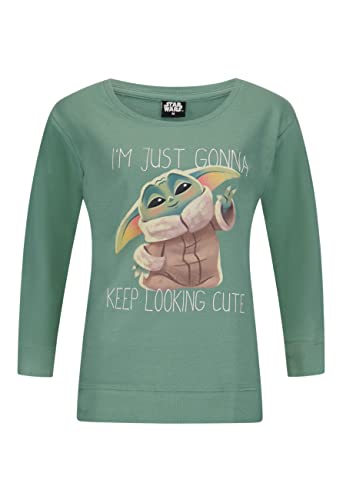 ONOMATO! Star Wars Yoda The Child Damen Sweat-Shirt Erwachsene Pullover Grün (as3, Alpha, x_l, Regular, Regular) von ONOMATO!