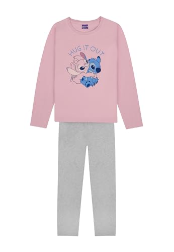Stitch Pyjama Mädchen | Schlafanzug Kinder langärmlich | Geschenke für Mädchen | Disney | 7-12 Jahre | Stitch und Angel (DE/NL/SE/PL, Numerisch, 146, 152, Regular, Rosa) von ONOMATO!