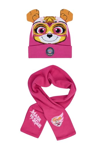 Paw Patrol Skye Kinder Mädchen Winter-Set Beanie Winter-Mütze mit Ohren + Schal von ONOMATO!