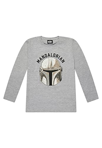 Star Wars Boba Fett Jungen Langarm-Shirt Kinder Longsleeve Grau, Größe Kids:134-140 von ONOMATO!