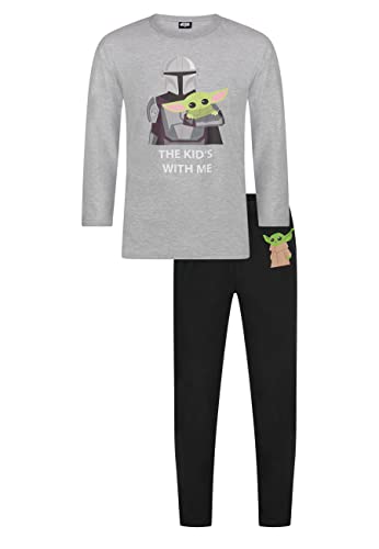 Star Wars Mando Yoda Herren Schlafanzug Lang Pyjama-Set Langarm-Shirt mit Schlafhose (as3, Alpha, l, Regular, Regular) von ONOMATO!