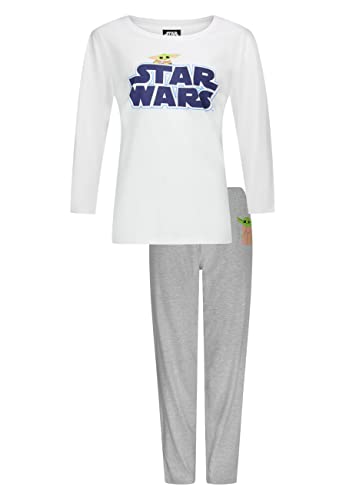 Star Wars Yoda Damen Schlafanzug Lang Pyjama-Set Langarm-Shirt mit Schlafhose (as3, Alpha, l, Regular, Regular) von ONOMATO!