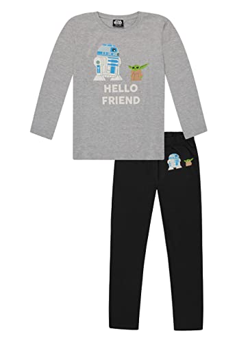 Star Wars Yoda R2D2 Kinder Jungen Schlafanzug Pyjama Langarm-Shirt + Schlaf-Hose (as3, Numeric, Numeric_122, Numeric_128, Regular) von ONOMATO!