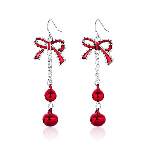 Ohrringe Weihnachten, Weihnachtsohrringe Damen Schleife Glocke Christmas Earrings Niedlich Weihnachtsschmuck Weihnachts Ohrringe, für Damen Mädchen Weihnachts Neujahrs Styling Accessoires von ONRAGT
