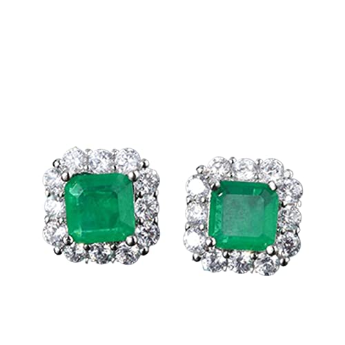 ONTENY Quadratisch erstellte Lab Smaragd Ohrringe for Frauen Farbe Lab Smaragd Stein Ohrstecker Mode Geschenke Schmuck Geschenk Home von ONTENY