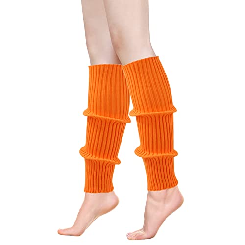 ONUPGO Neon gerippte Stulpen für Frauen & Mädchen, 80er Jahre Party Zubehör, Bright Orange, One Size von ONUPGO