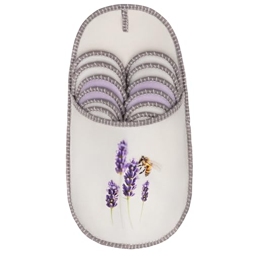 ONVAYA® ABS Gästepantoffel | Biene im Lavendel | 6er Set | Antirutsch Sohle | Hausschuhe | Filzpantoffel | Gr. 36-45 Gästehausschuhe von ONVAYA