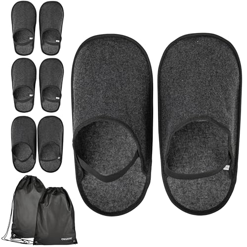 ONVAYA® Handwerkerpantoffel mit Gummiband im Beutel | 4er Set XL-XXL | ABS-Sohle | Museumpantoffel | Überschuh | Gästepantoffel | Schlosspantoffel | Schutzschuh | Filzüberschuhe von ONVAYA