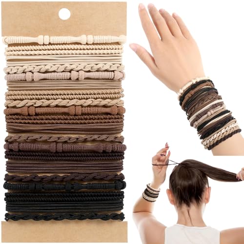 Boho-Haargummis, 20 Stück, 4 Stile, niedliche Bänder für dickes oder dünnes Haar, keine Beschädigung, elastische Armbänder, braunes Haar-Accessoire für Mädchen und Frauen Boho-Haargummis, 20 Stück, 4 Stile, niedliche Bänder für dickes oder dünnes Haar, keine Beschädigung, elastische Armbänder, braunes Haar-Accessoire für Mädchen und Frauen von ONXE