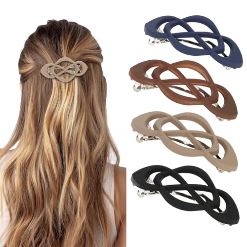 Französische Haarspangen im Vintage-Stil, 4 Stück, Haar-Accessoires für Damen und Mädchen, dickes bis dünnes Haar, sicherer Halt (neutral matt) von ONXE