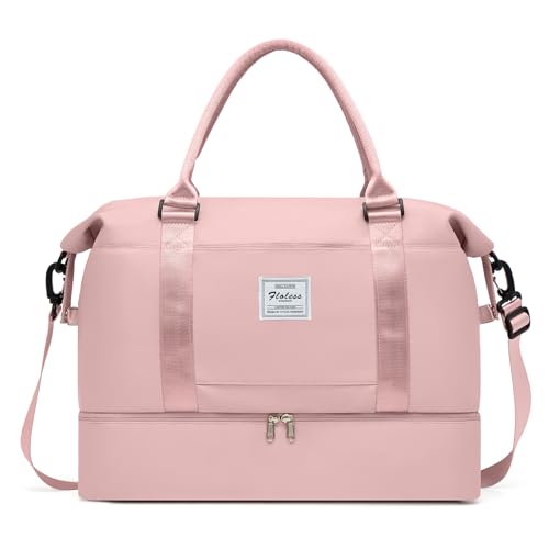 Reisetasche mit Schuhfach, Wochenendtasche für Damen, Reisen, Handgepäcktasche mit Trolleyhülle und Nassfach, Pink, Medium, Mittelgroße Reisetasche von ONXTHIN