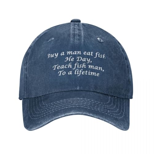 Basecap Buy a Man eat Fish/Buy a Man eat Fish He Day Teach Fish Man to a Lifetime Baseball Cap Anime |-F-| Rugby-Mützen für Männer und Frauen von OOAXBEED
