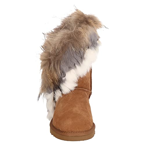 OOG Boots, Winterstiefel für kaltes Wetter für Frauen, Fell Pelz Langstiefeln echtes Leder Schuhe Winterstiefeln Boot, wasserdichte Schneeschuhe, ganztägiger Komfort, warm (8020 Camel, numeric_38) von OOG