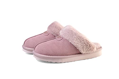 OOG Damen Hausschuhe aus Leder, Lederpantoffeln, Pantoffel Echtleder, warm gefüttertet, Indoor und Outdoor, Innen und Außern geeignet (TC06Flamingo Rosa, Numeric_39) von OOG