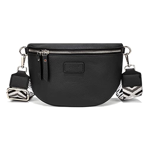 OOG Ledertasche Made in Italy Damen Kleine Umhängetasche Schultertasche Handy Tasche Umhängetasche Leder Tasche Umhängetasche Cross-Body Geldbörse Brieftasche in Black Schwarz Ledertasche von OOG