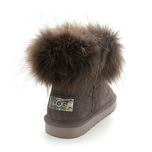 OOG Damen Leder Schlupfstiefel Winter Boots Schneestiefel Outdoor rutschfest Winterschuhe Warm Gefüttert (Flamingo Dark, Numeric_37) von OOG