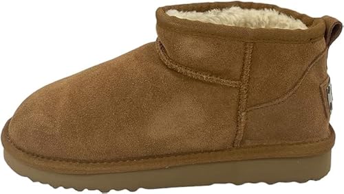 OOG Damen Lederboots mit Teddyfell Echt-Leder warm gefüttert Schnee Boots Winter Boots (5889 Camel, numeric_37) von OOG