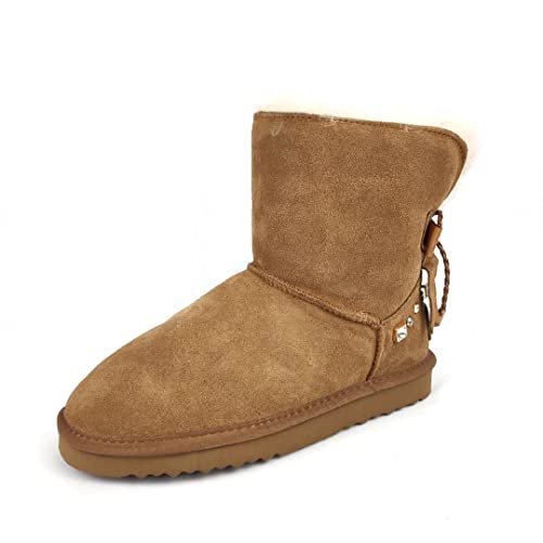 OOG Damen Schlupfstiefel Schneestiefel Outdoor Winterschuhe Warme Pelz Gefüttert Winter Boots mit Rückengurt (numeric_39) von OOG