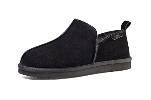 OOG Hausschuhe für Damen und für Herren, Slippers aus echtem Leder, Plüsch, warm gefüttert (2028Black, Numeric_40) von OOG