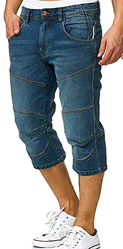 OOGUDE Herren Jeans Casual Cargo Lange Denim Shorts Baumwolle Knielang 3/4 Caprihose, 1#, 27-32 von OOGUDE