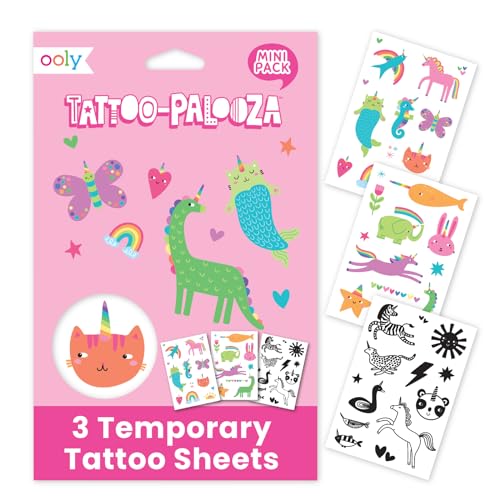 OOLY Tattoo-Palooza Over 50 Safe Non-Toxic Temporary Tattoos for Kids, Fake Tattoos as Party Favors for kids 4-8, Goodie Bag Stuffers for Birthday Party Supplies [Unicorn Party] von OOLY