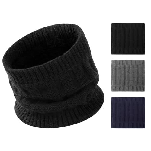 OOPOR Loop Schal Herren Winter Schlauchschal - Verdickte Fleece Futter Halswärmer Thermo Halsschlauch Strick Nackenwärmer Warm Halstuch für Outdoor Motorrad Fahrrad Ski Unisex Winterschal von OOPOR