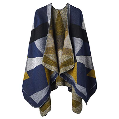 Winter Warme Poncho Schal Wrap - Herbst Open Front Cape Winddichte Strick Wolle Mantel Decke Kap-Schal Übergroße Winterdecke Reversible Schal Dicke Cardigan Coat für Frau Mädch Festliche Geschenke von OOPOR