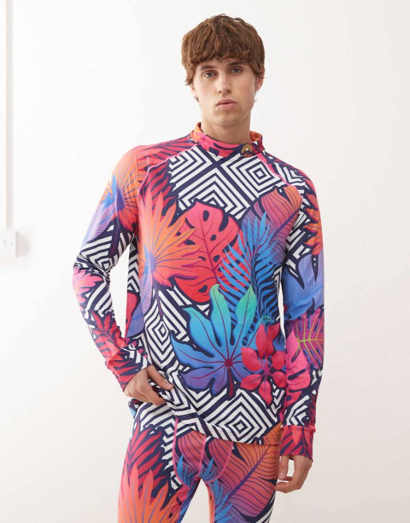 OOSC - Big Poppa - Bunt gemustertes Baselayer-Oberteil von OOSC