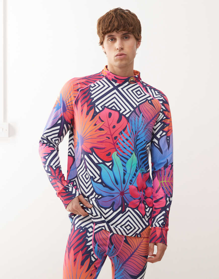 OOSC - Big Poppa - Bunt gemustertes Baselayer-Oberteil von OOSC