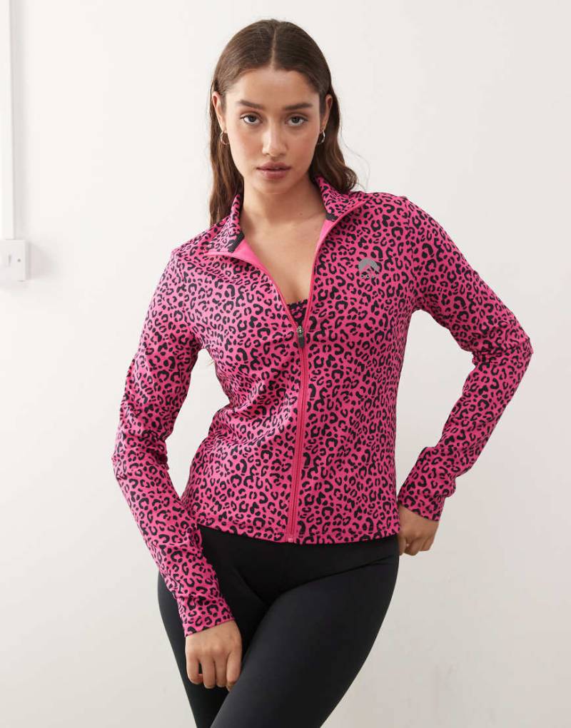 OOSC - Infinite - Cropped-Jacke in Rosa mit Leopardenmuster und Reißverschluss von OOSC