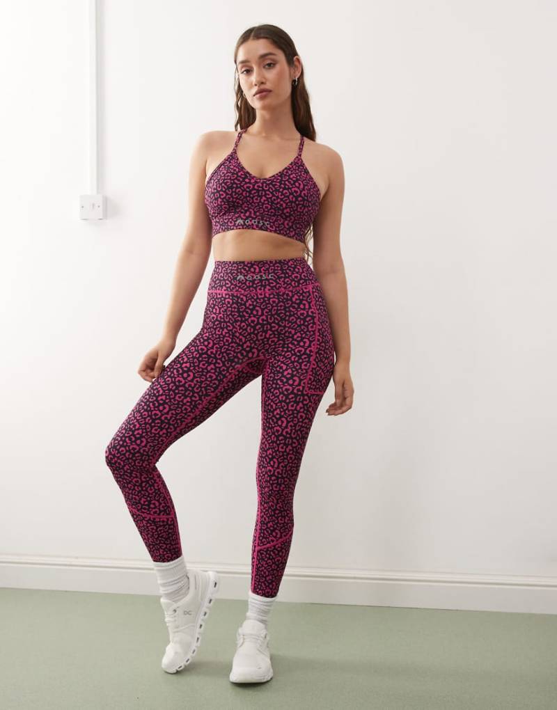 OOSC - Infinite - Leggings in Rosa mit Leopardenmuster und hohem Bund von OOSC