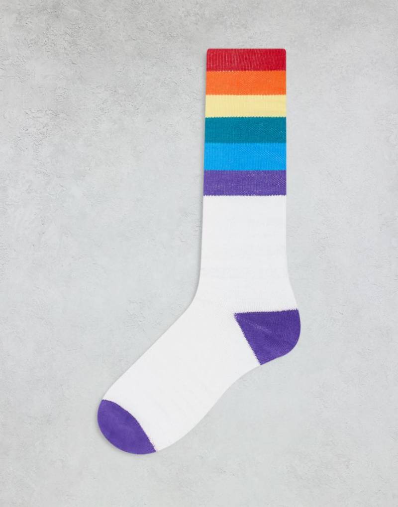 OOSC - Rainbow Road - Bunte Ski-/Snowboardsocken-Weiß von OOSC