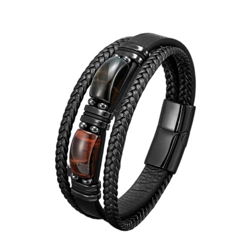 OOTMAO Naturstein-Lederarmband, Großbestellung, für Männer und Frauen, handgefertigt, verstellbar, Boho-Perlenschmuck, Einheitsgröße, 19 cm, blau-rotes Tigerauge, Achat OOTMAO Naturstein-Lederarmband, Großbestellung, für Männer und Frauen, handgefertigt, verstellbar, Boho-Perlenschmuck, Einheitsgröße, 19 cm, blau-rotes Tigerauge, Achat von OOTMAO