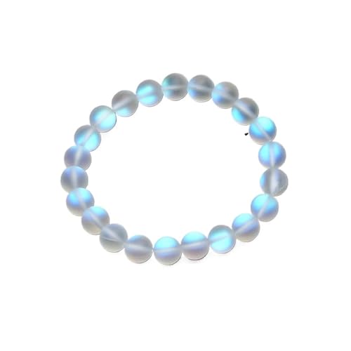 OOTMAO Pulsera Armband mit mattweißem Kristall, Glitzer, runde Steinperlen, handgefertigte Armbänder für Damen, Schmuck, Einheitsgröße, Achat von OOTMAO