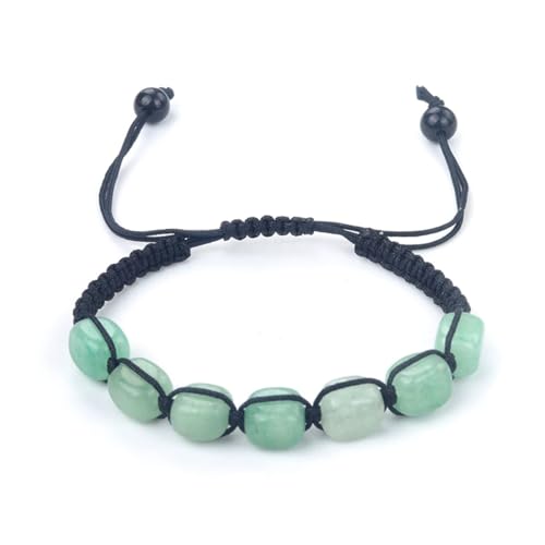 OOTMAO Quadratische Perlen 7 Chakra Behandlung Kristall Armband Yoga Stein Verstellbares Armband Meditation Entspannung Angst Damen Armband, Einheitsgröße, Achat von OOTMAO