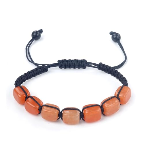 OOTMAO Quadratische Perlen 7 Chakra Behandlung Kristall Armband Yoga Stein Verstellbares Armband Meditation Entspannung Angst Damen Armband, Einheitsgröße, Achat von OOTMAO