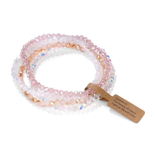 OOTMAO Stretch-Armband mit facettierten Glasperlen, für Damen und Herren, Kristallperlen, mehrfarbig, elastisches Seilarmband, handgefertigter Schmuck, 4-teiliges Set, Einheitsgröße, 19 cm, Stil 2 OOTMAO Stretch-Armband mit facettierten Glasperlen, für Damen und Herren, Kristallperlen, mehrfarbig, elastisches Seilarmband, handgefertigter Schmuck, 4-teiliges Set, Einheitsgröße, 19 cm, Stil 2 von OOTMAO