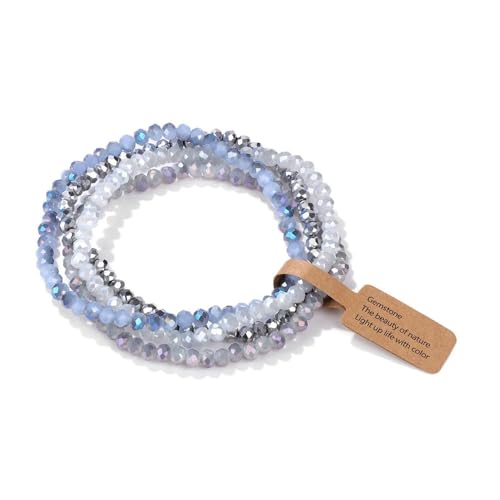 OOTMAO Stretch-Armband mit facettierten Glasperlen, für Damen und Herren, Kristallperlen, mehrfarbig, elastisches Seilarmband, handgefertigter Schmuck, 4-teiliges Set, Einheitsgröße, 19 cm, Stil 3 OOTMAO Stretch-Armband mit facettierten Glasperlen, für Damen und Herren, Kristallperlen, mehrfarbig, elastisches Seilarmband, handgefertigter Schmuck, 4-teiliges Set, Einheitsgröße, 19 cm, Stil 3 von OOTMAO