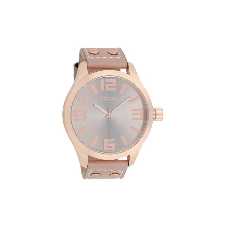 OOZOO Quarzuhr Basic Armbanduhr C1102 Rosé Lederband Rosagrau 51 mm von OOZOO