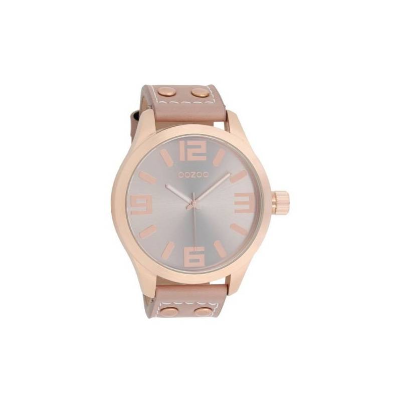 OOZOO Quarzuhr Basic Armbanduhr C1102 Rosé Lederband Rosagrau 51 mm C1102 von OOZOO
