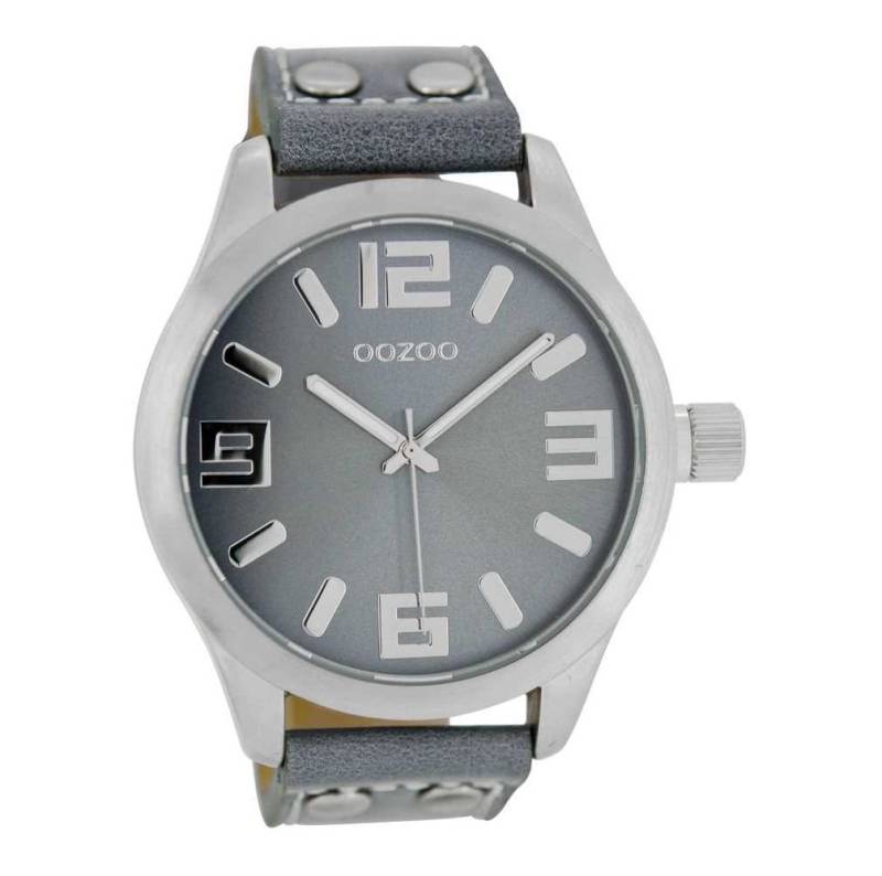 OOZOO Quarzuhr Basic Line Armbanduhr C1060 graublau Lederband mit Nieten 47 mm OOZOO Quarzuhr Basic Line Armbanduhr C1060 graublau Lederband mit Nieten 47 mm von OOZOO