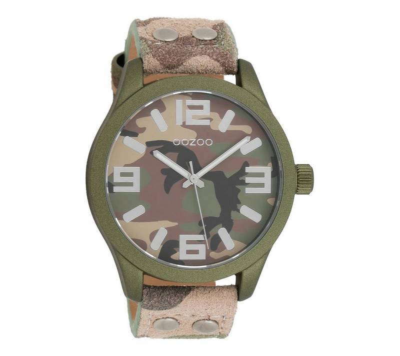OOZOO Quarzuhr Basic Line Armbanduhr C1067 Camouflage Lederband 47 mm C1067 von OOZOO