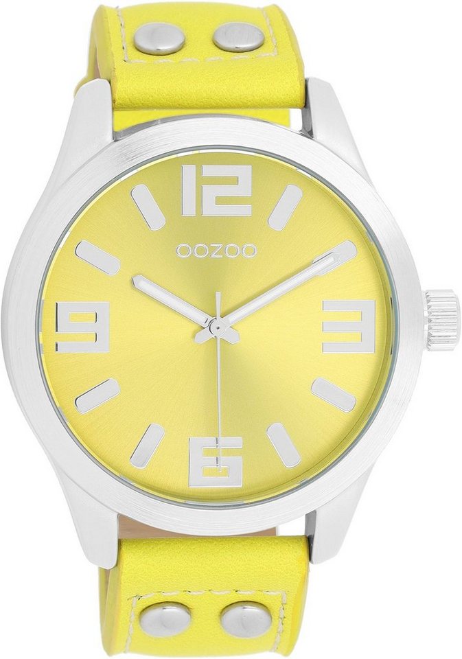 OOZOO Quarzuhr Basic Line Armbanduhr C1071 Lederband gelb 47 mm von OOZOO