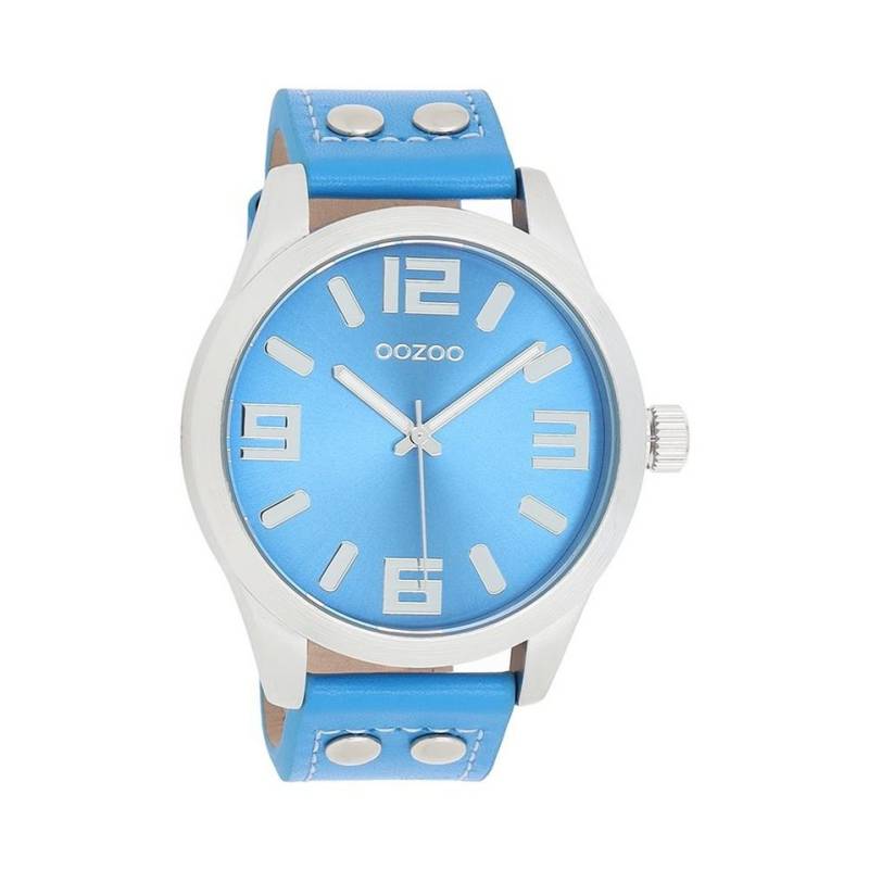 OOZOO Quarzuhr Basic Line Armbanduhr C1076 Lederband Blau 46 mm C1076 von OOZOO