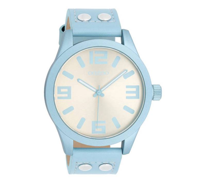 OOZOO Quarzuhr Basic Line Armbanduhr C1094 Hellblau Lederband 46 mm von OOZOO