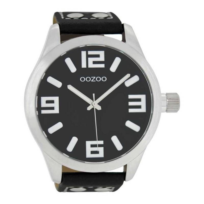 OOZOO Quarzuhr Basic XXL Herrenuhr C1004 Schwarz Lederband 50 mm von OOZOO