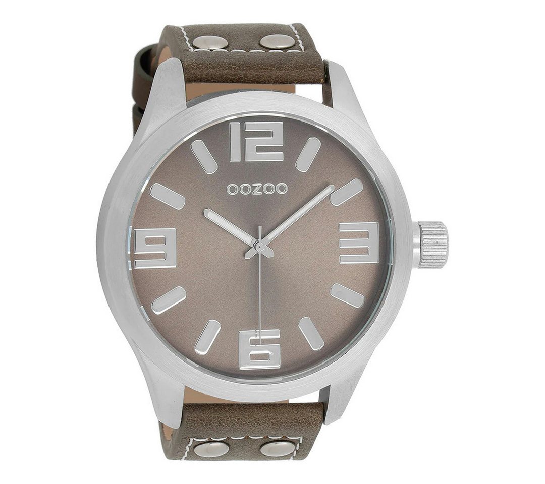 OOZOO Quarzuhr Basic XXL Herrenuhr C1014 Dunkelbraun Lederband 50 mm von OOZOO