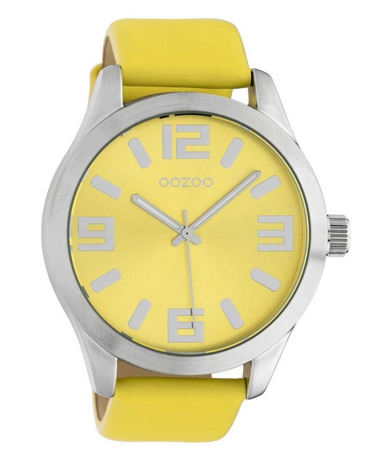 OOZOO Quarzuhr Classic Color Line XL Armbanduhr C10234 Gelb Lederband 47 mm von OOZOO
