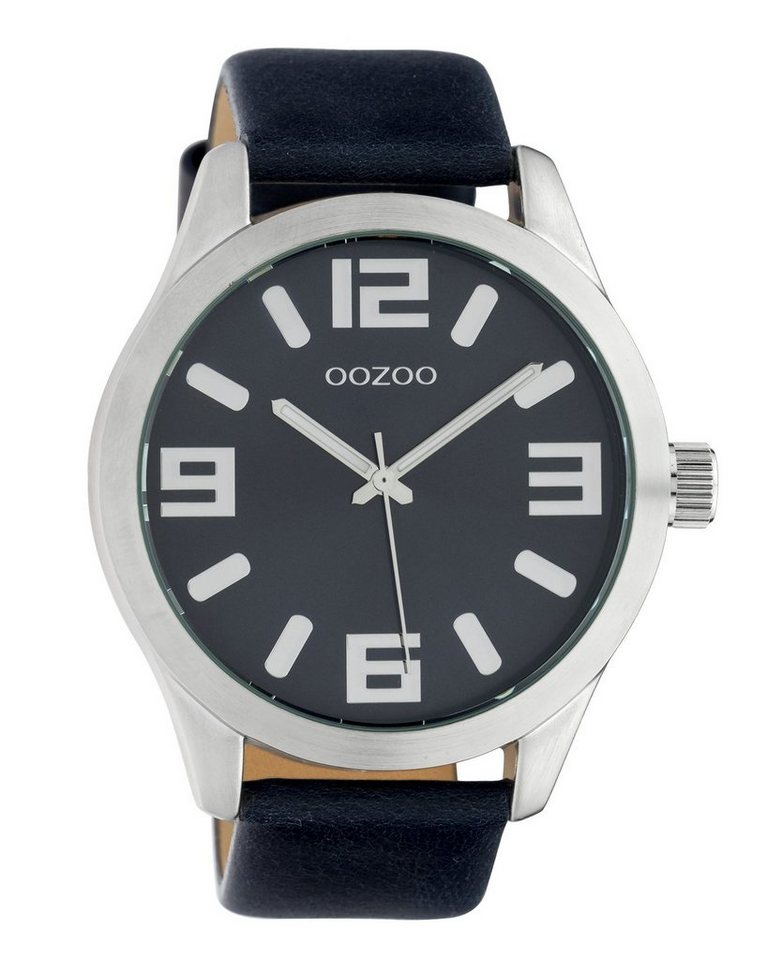 OOZOO Quarzuhr Classic Color Line XL Armbanduhr C10236 Dunkelblau Lederband 47 mm von OOZOO