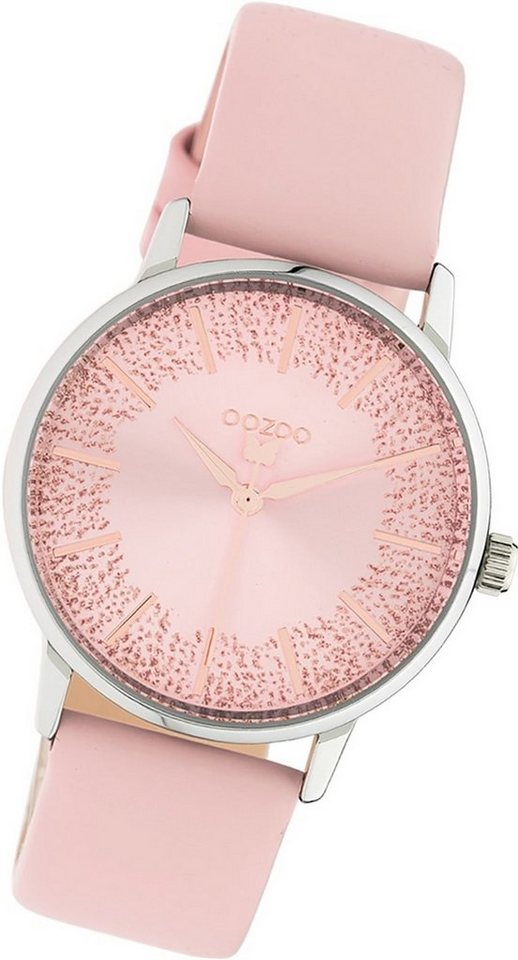 OOZOO Quarzuhr Oozoo Leder Damen Uhr C10932 Analog, Damenuhr Lederarmband rosa, rundes Gehäuse, mittel (ca. 35mm) von OOZOO